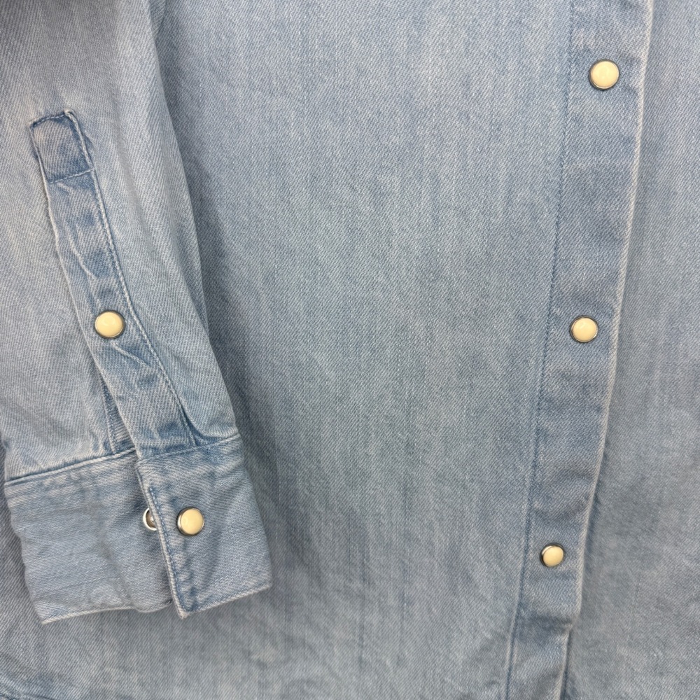 SEZANE Light Wash Denim Chambray Button Down Max Shirt Size 38 Medium - Picture 6 of 8